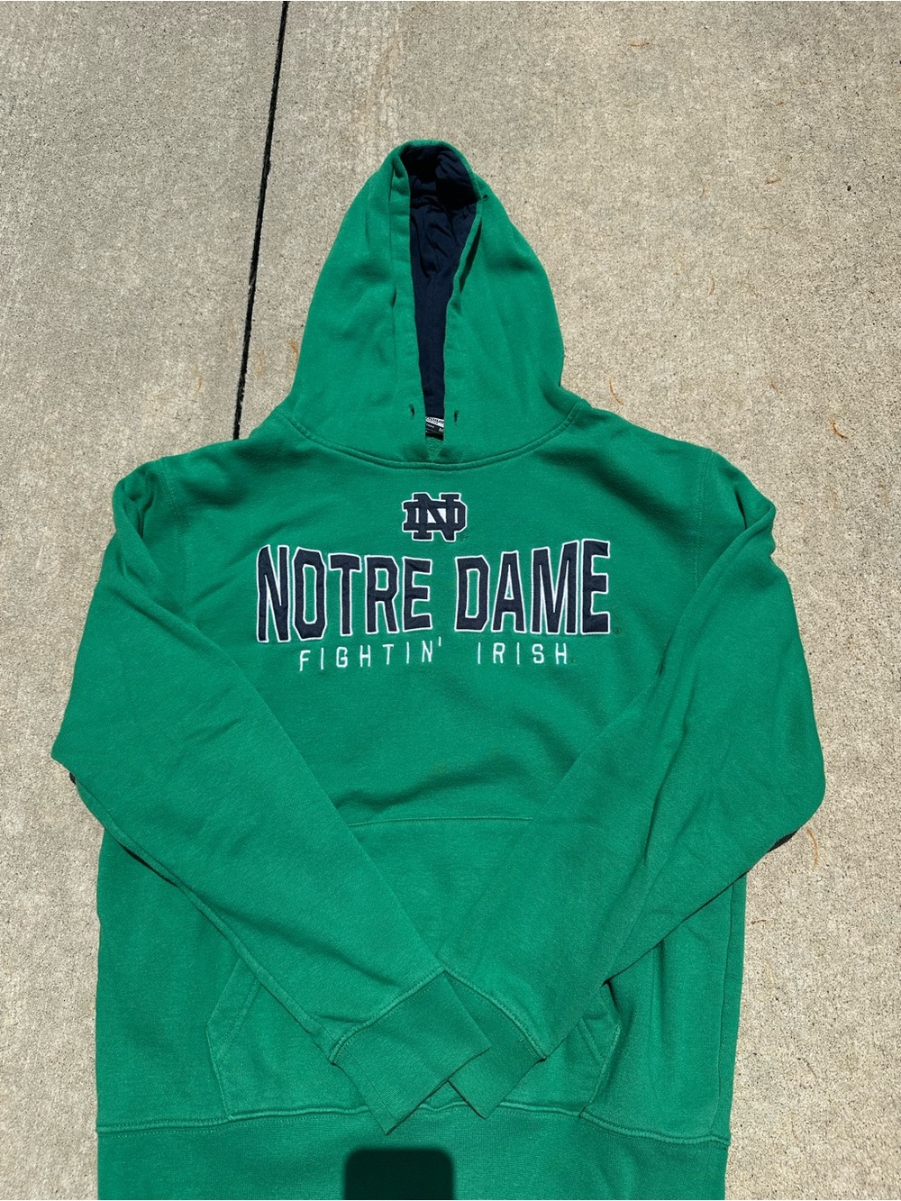 Stadium Athletics Green Hoodie with Navy Lining